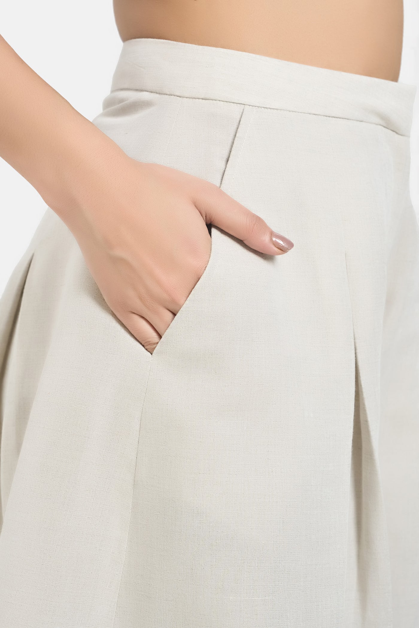 Beige Linen Palazzo Pant