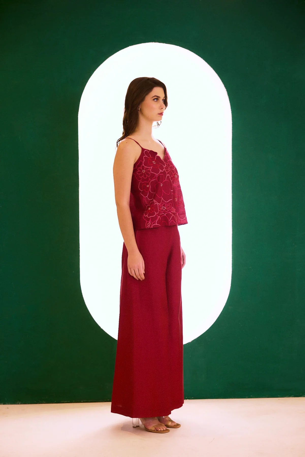 Berry Zealous Embroidered Cape Set