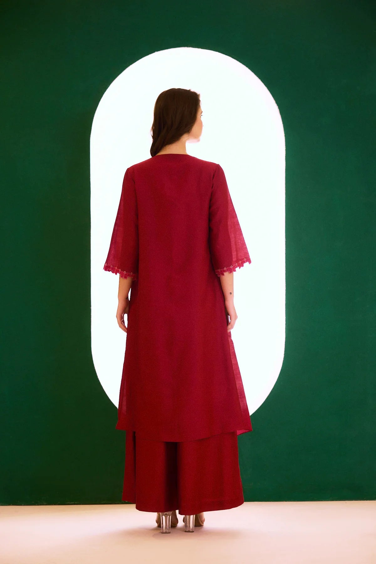 Berry Zealous Embroidered Cape Set