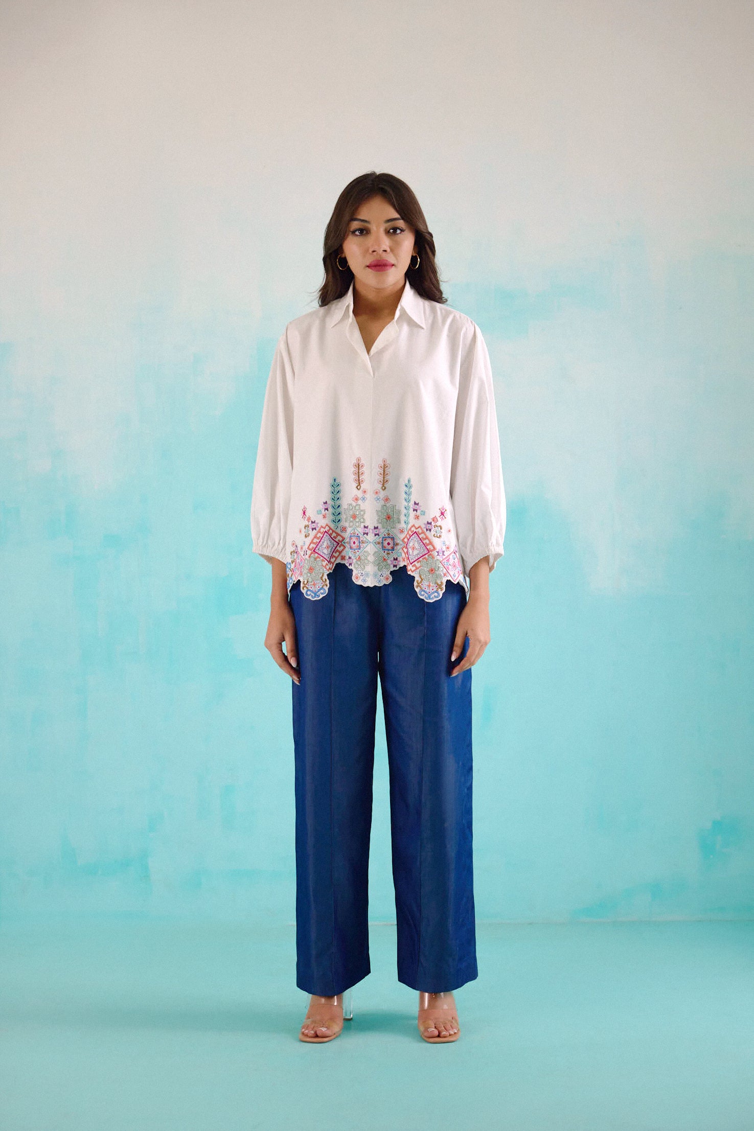 Denim Tencel Straight Everyday Pants