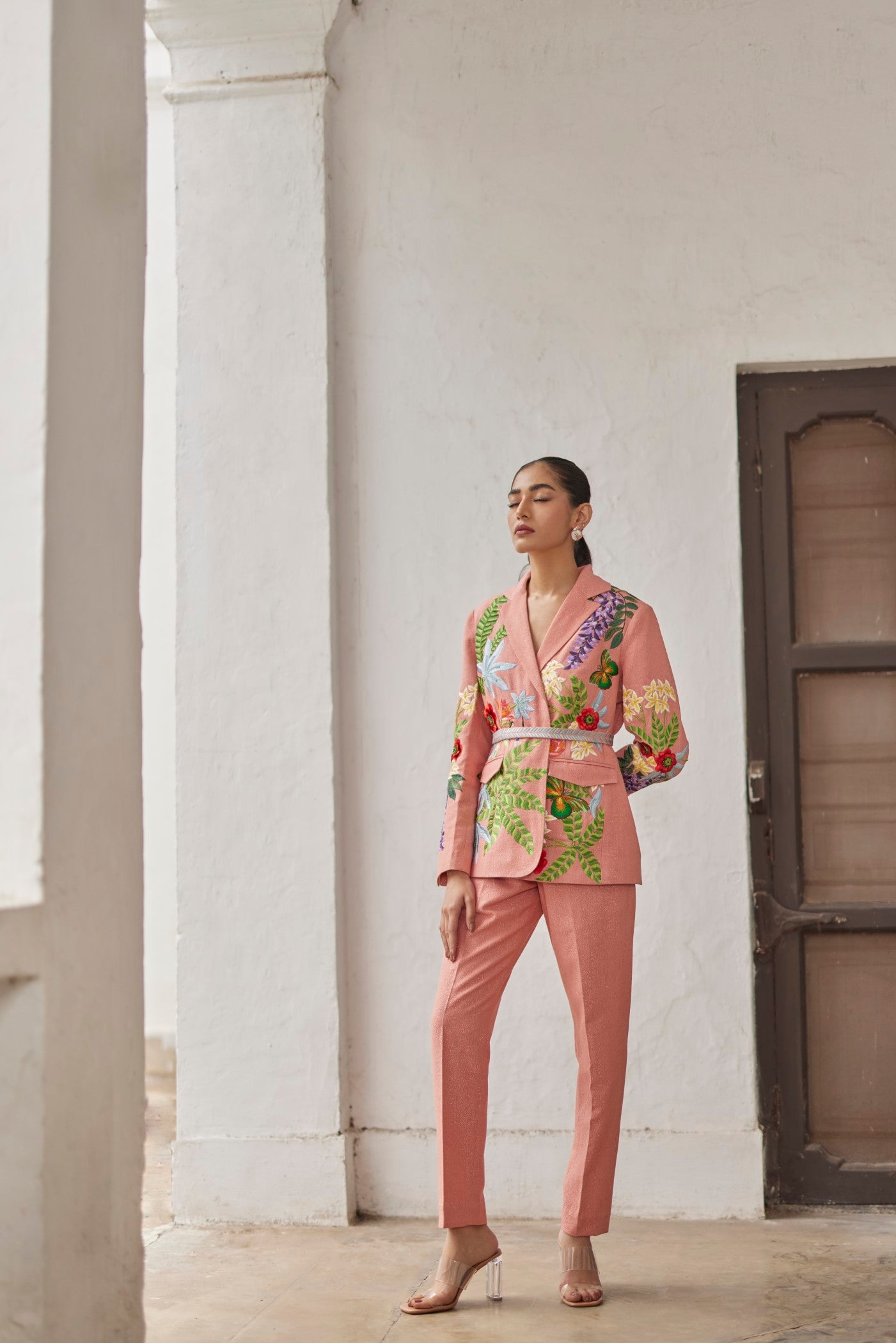 Women Clothing Peach Peony Narrow Pants