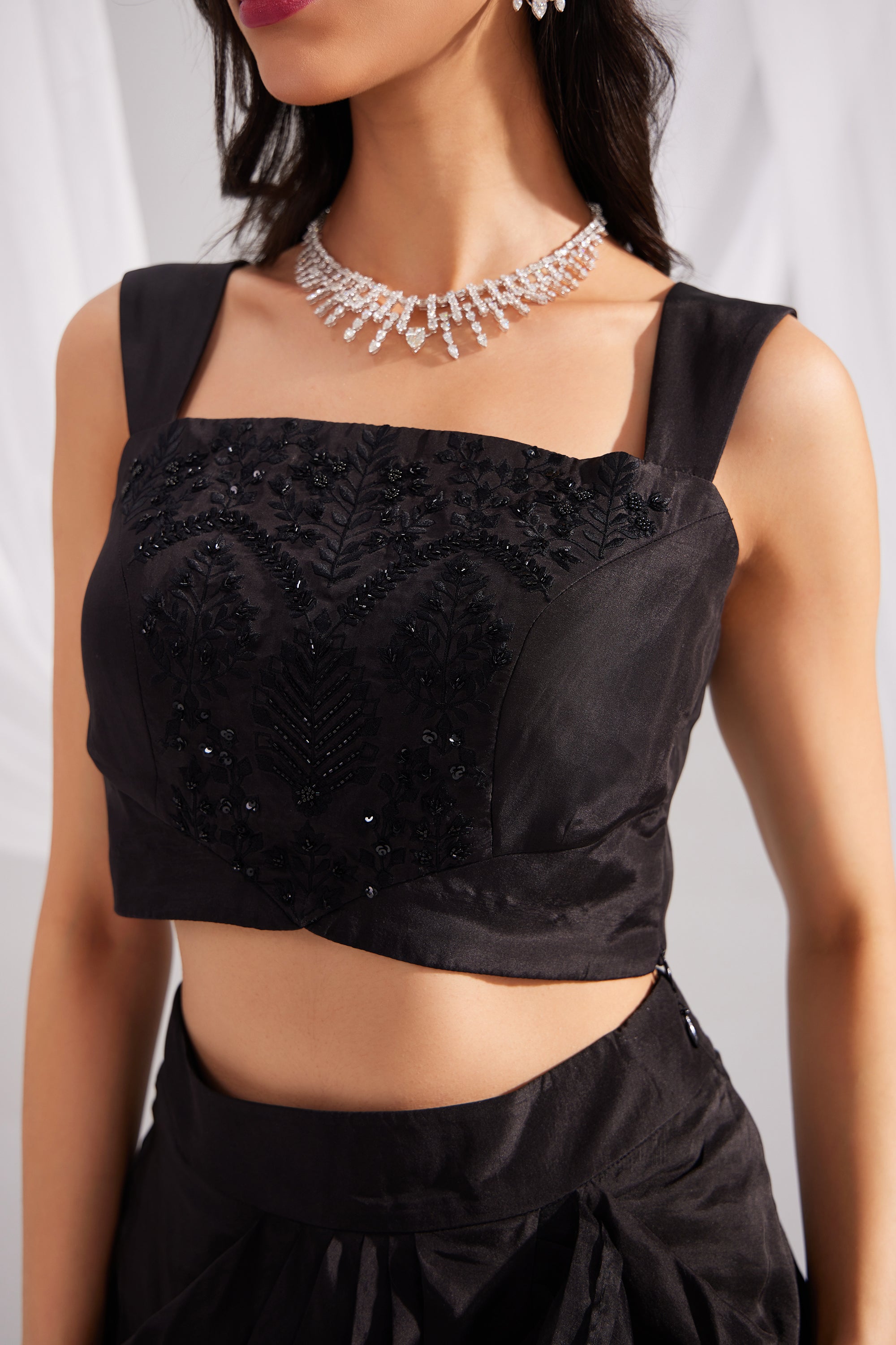 Black Organza Mughal Embroidered Jacket Set
