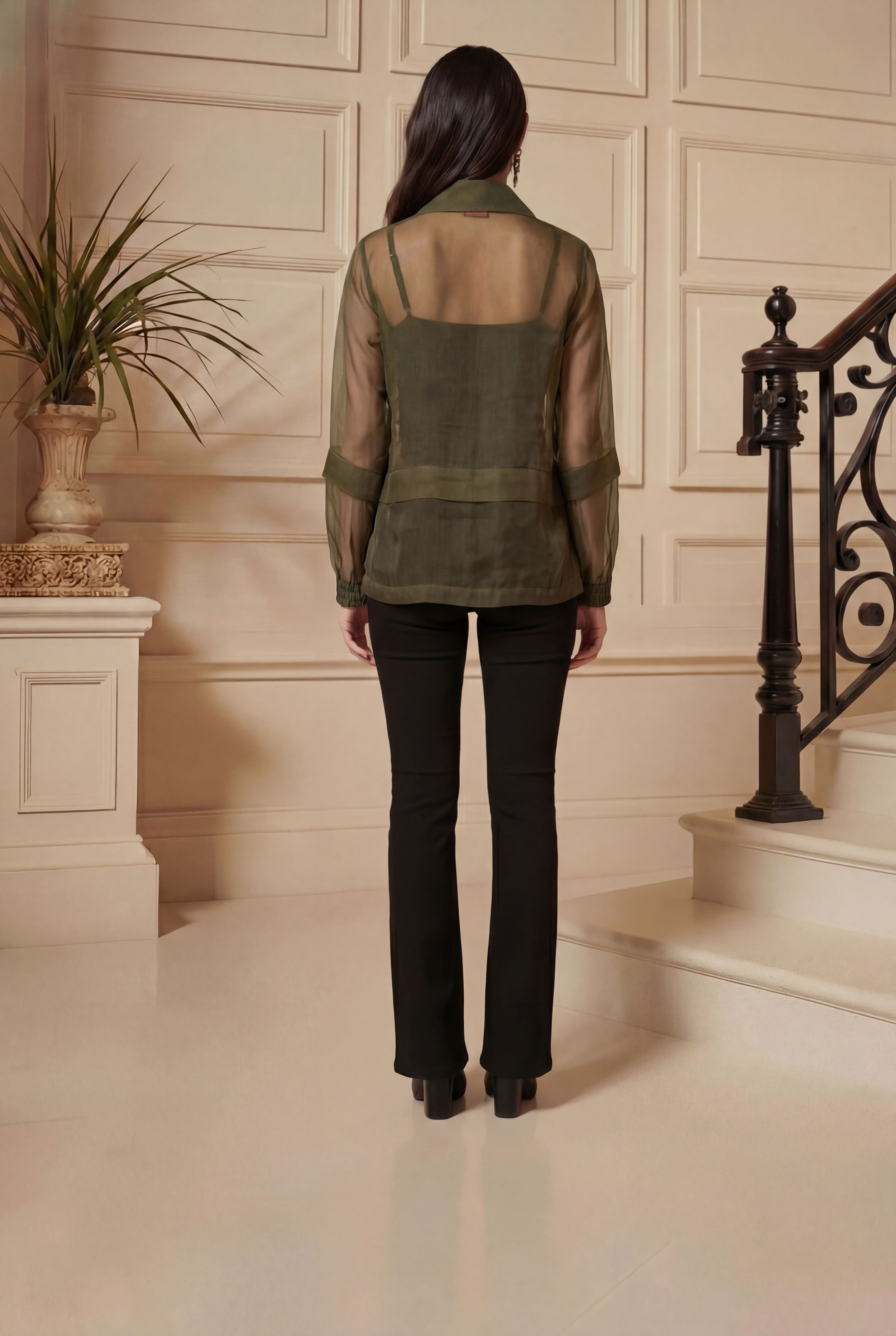 ORGANZA OVERLAY CHERRY BLOSSOM SHIRT
