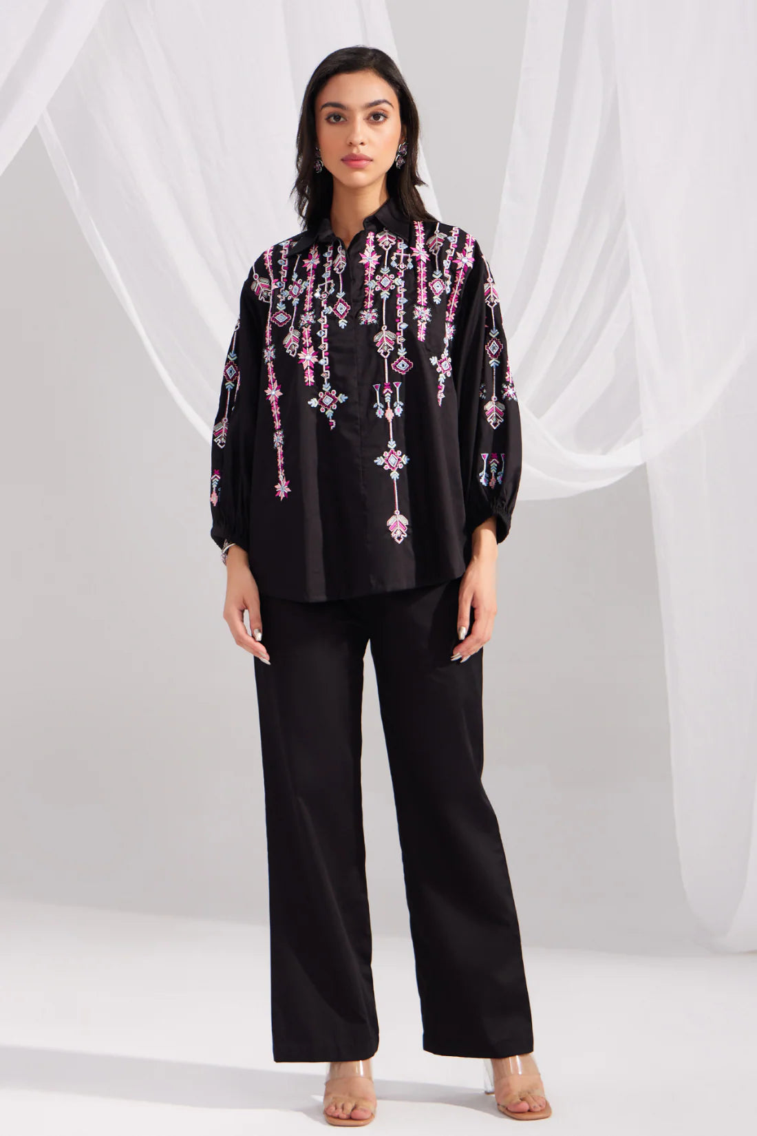 Black Cotton Satin Everyday Pant