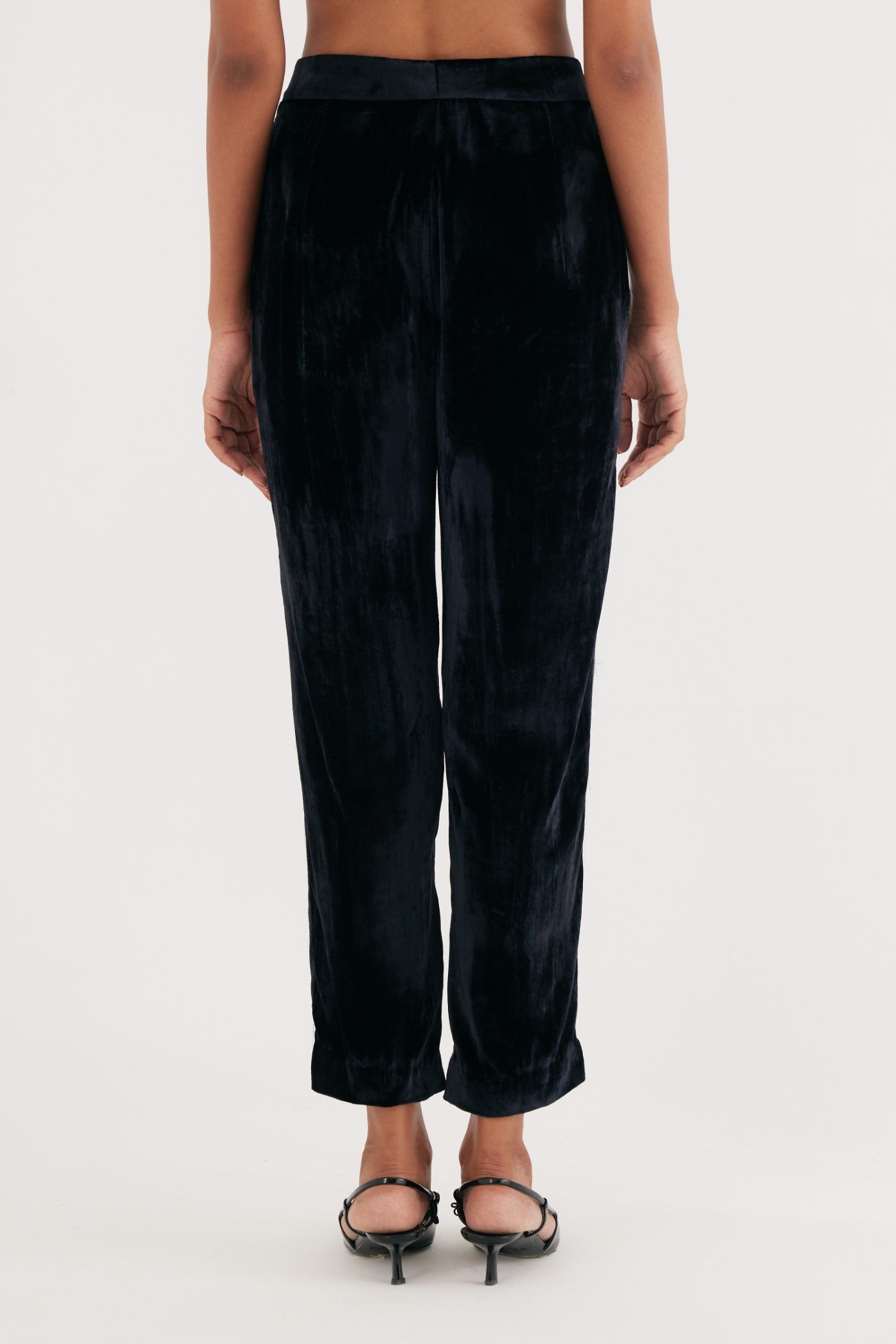 Black Silk Velvet Narrow Pants