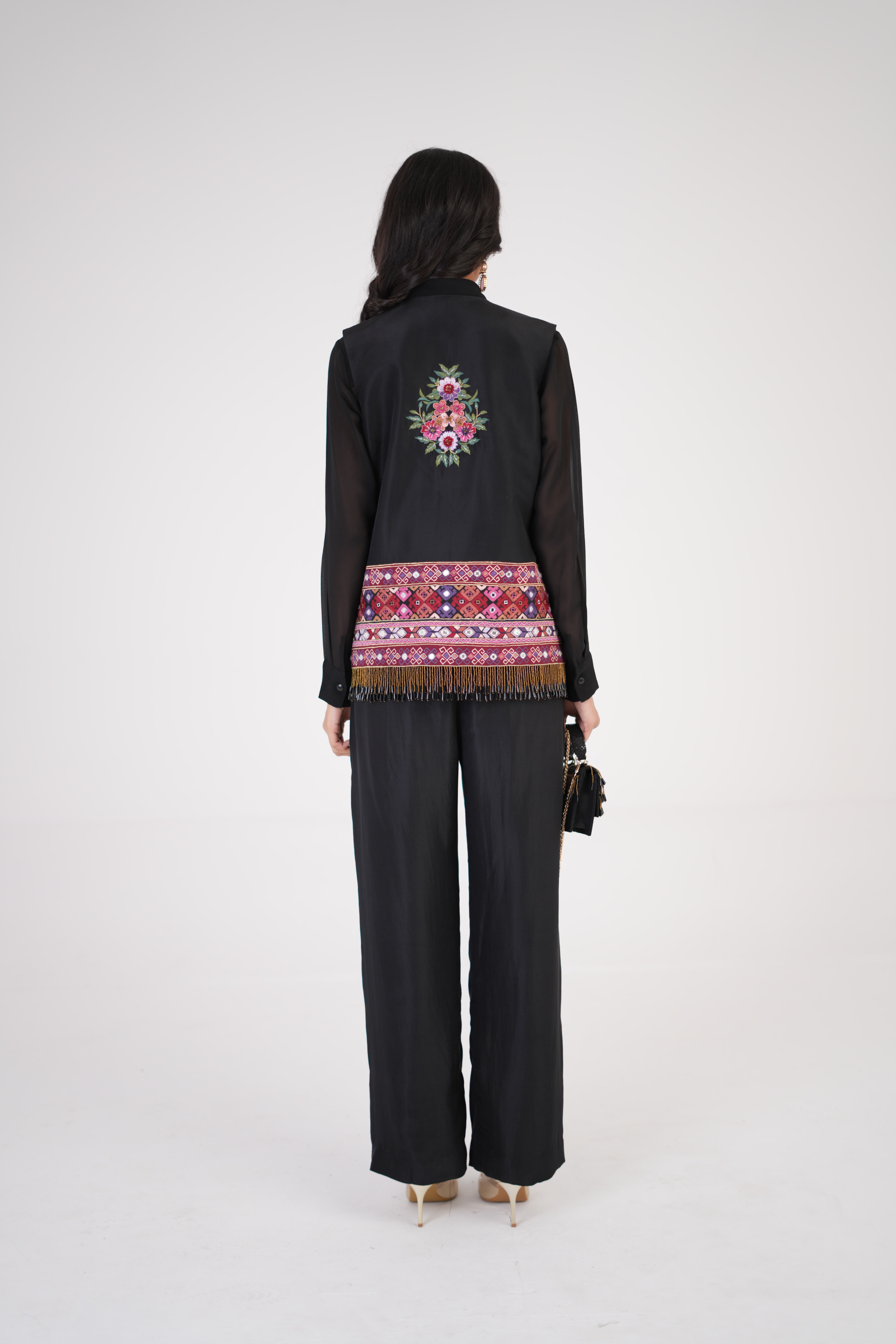 Opulent silk pleated pants