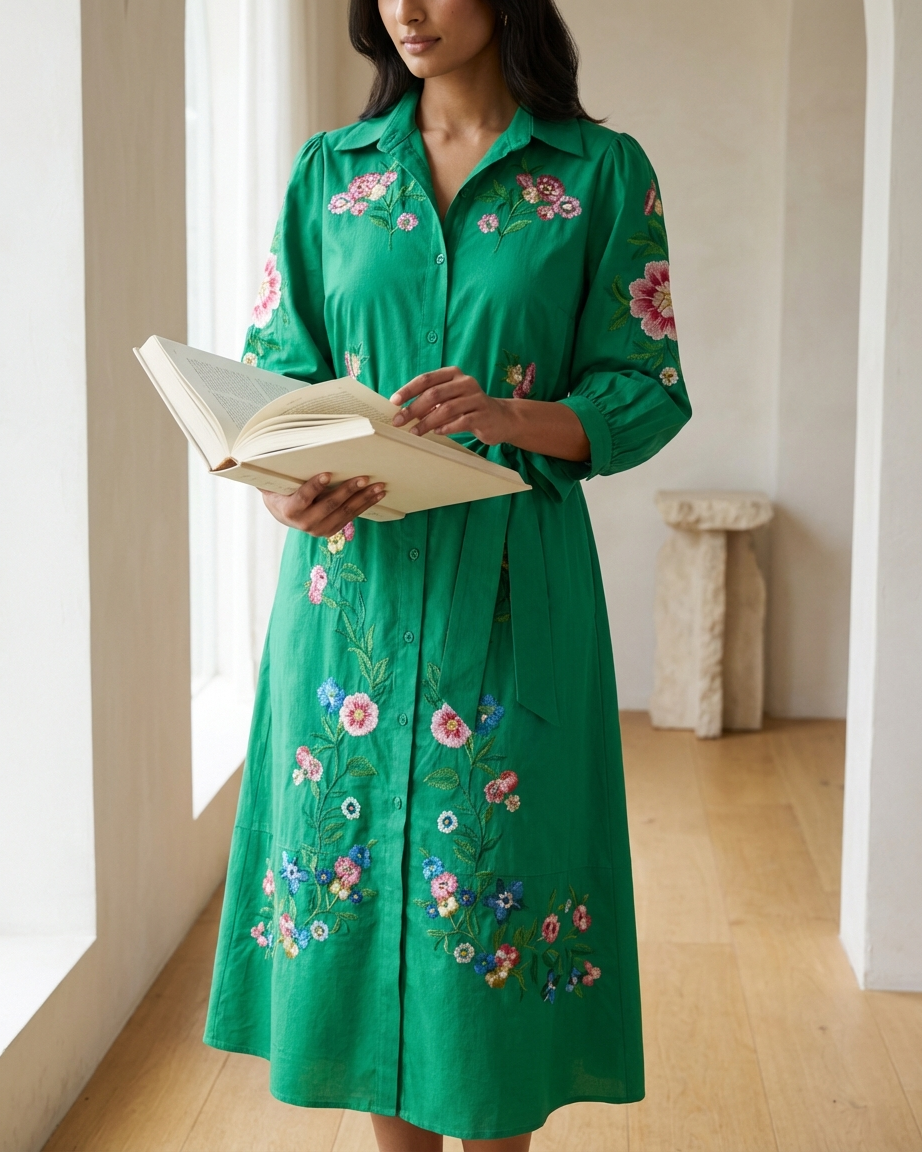 Emrald statement embroidered dress