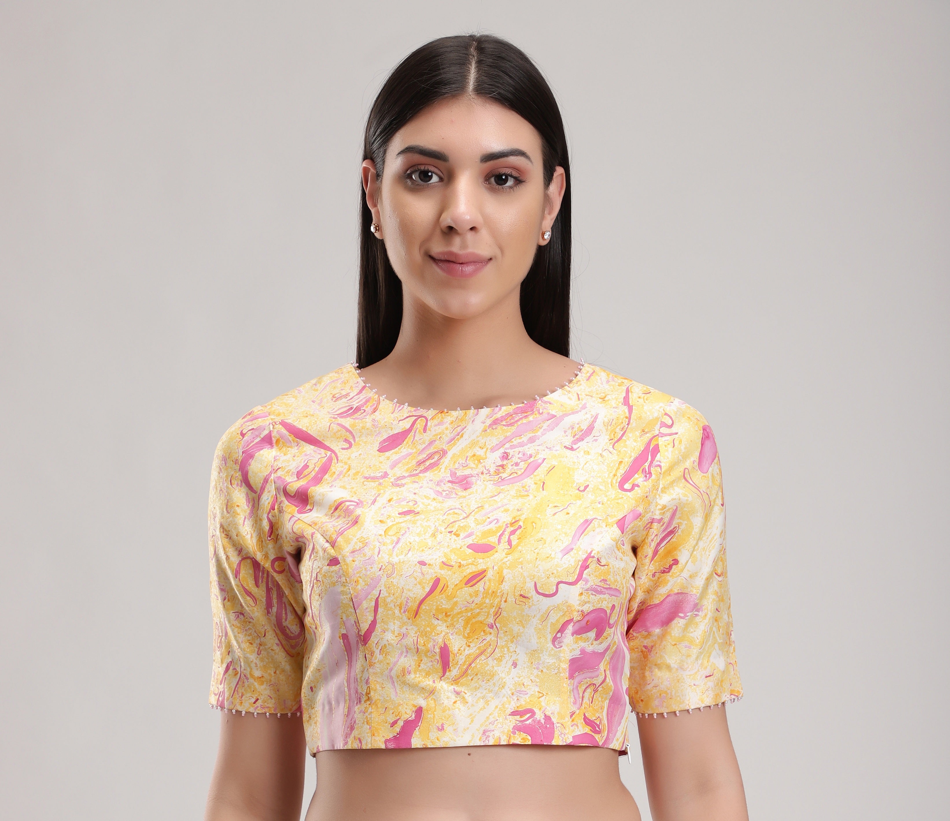 Peach Artistry Blouse, To all your plain sarees, Marble fabric is hand crafted, BeTrue, Be True